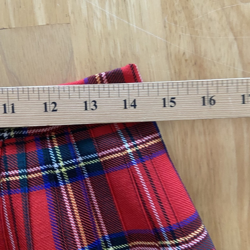 Vintage Meigle Kilt Skirt Women Pure Wool Red Plaid Pleated Buckle Made Scotland - Picture 10 of 15